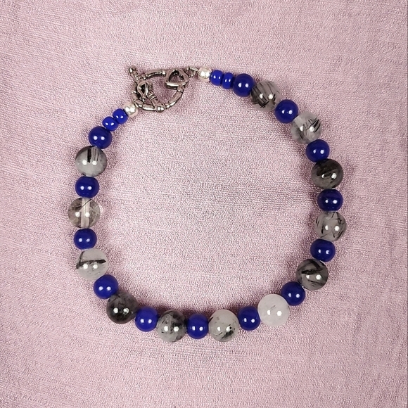 🎉HP~7/28/22🎉🦋 Tourmalinated Quartz Blue Beaded Bracelet 🦋1/$14~2/$24~3/$30🦋 - Picture 4 of 5